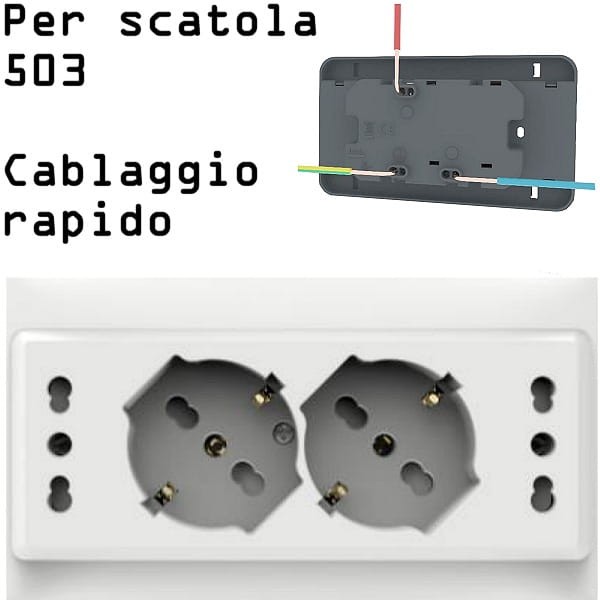 Kit 2 schuko 10/16A+2 bipasso 10/16A per scatola 503 - IMQ